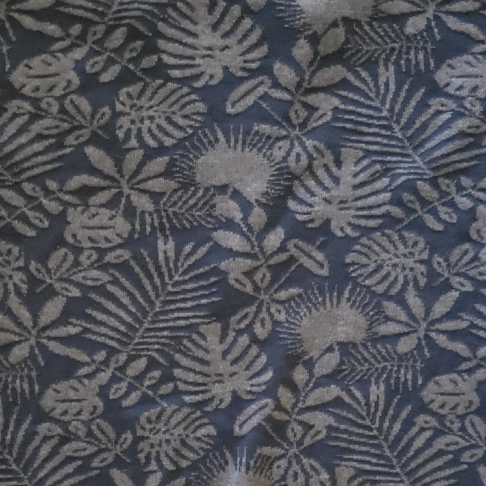 Paul Fredrick Navy and Charcoal Floral Jacquard Cardigan - Picture 6 of 6